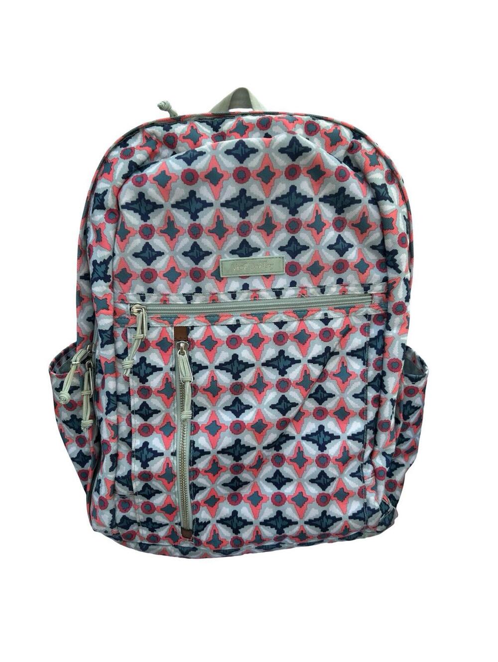 Vera Bradley Geometric Print Campus Backpack Blue Pink Travel School Laptop Bag